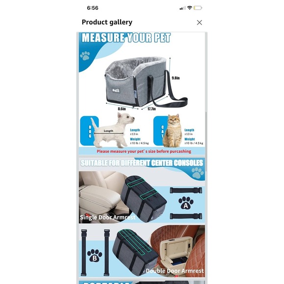 Pet Fang Fang Dog Car Seat Carrier with 16x8 Dog Booster Seat - Picture 3 of 4